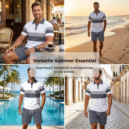 👕 BEGRENSET TID 50 % RABATT! 💥 Herretrøye og shortssett i to deler – digitaltrykk, atletisk passform, rynkebestandig ✨