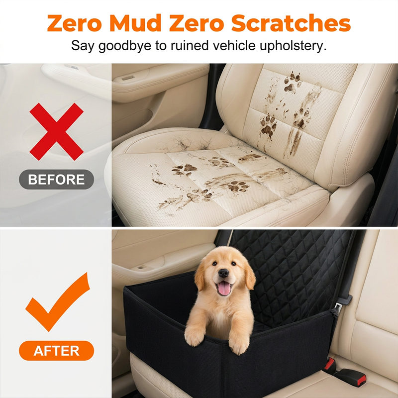🐶🚗 Konvertibelt bilsetetrekk og boosterkurv til hund – Hold hunden din trygg og bilen din ren✨