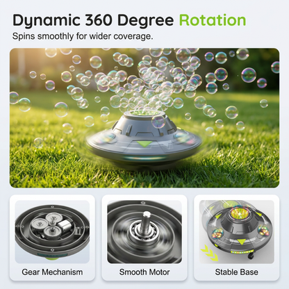 🛸 50 % RABATT I BEGRENSET TID! 💥 Smart roterende UFO-boblemaskin – 360° rotasjon, RGB-lys, unngåelse av hindringer ✨