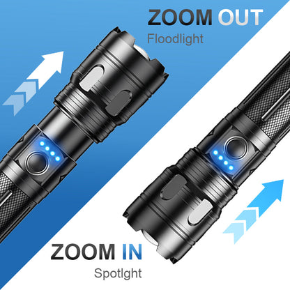 🔦⚡ Multifunksjonell LED-lommelykt med zoom – strøm og nødhjelp i ett produkt