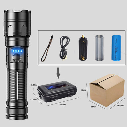 🔦⚡ Multifunksjonell LED-lommelykt med zoom – strøm og nødhjelp i ett produkt