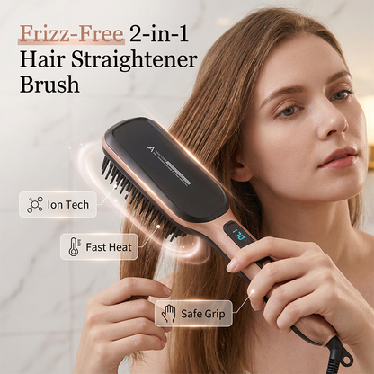 💇‍♀️Negativ ion 2-i-1 rettetangbørste – krusfritt, raskt stylingverktøy for håret ✨