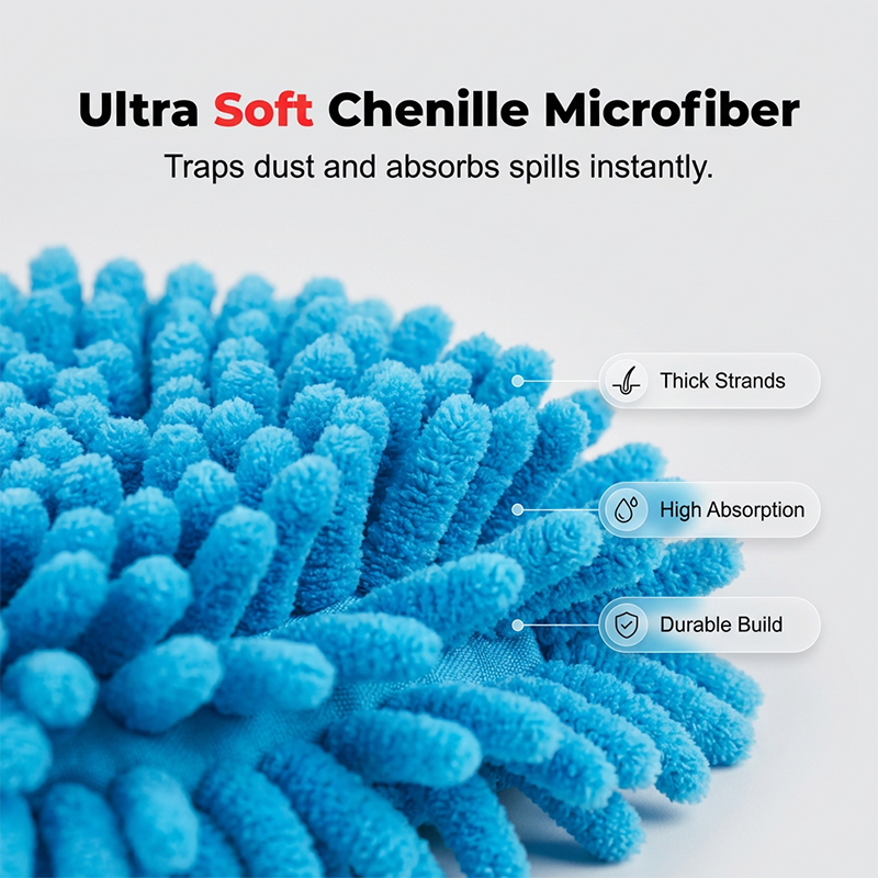 🧹 Chenille spinnmoppehode – ultraabsorberende mikrofiberrefillpads | Våt og tørr bruk | Maskinvaskbar | Passer de fleste spinnmopper ✨