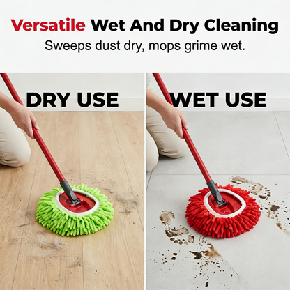 🧹 Chenille spinnmoppehode – ultraabsorberende mikrofiberrefillpads | Våt og tørr bruk | Maskinvaskbar | Passer de fleste spinnmopper ✨