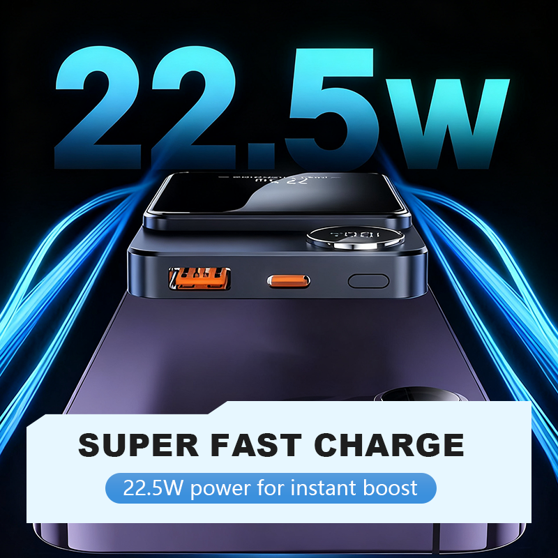 🔋⚡ 22,5 W powerbank – magnetisk, slank, lader opp 3 enheter samtidig!