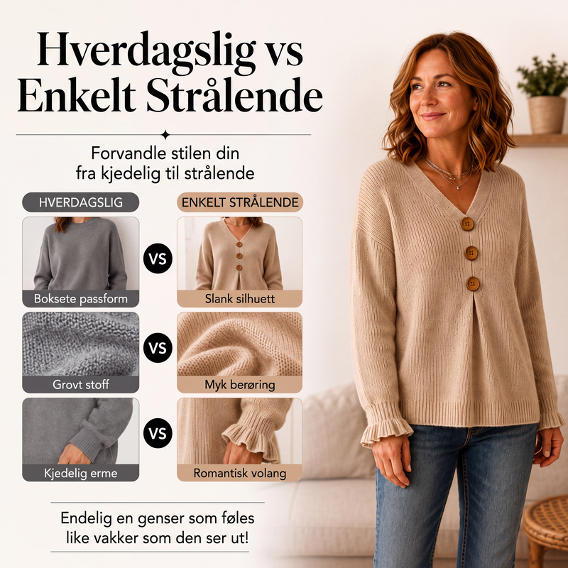 Damegenser med V-hals og avslappet passform