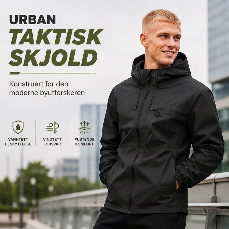 Vanntett herrejakke med hette og oversized passform