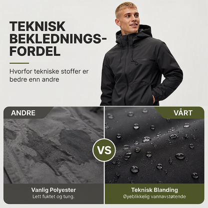 Vanntett herrejakke med hette og oversized passform