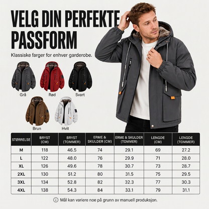 🔥 50 % RABATT! 🧥 Parka med hette og plysjfôr for menn — Hold deg varm med stil denne vinteren ❄️