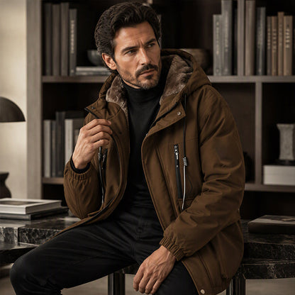 🔥 50 % RABATT! 🧥 Parka med hette og plysjfôr for menn — Hold deg varm med stil denne vinteren ❄️