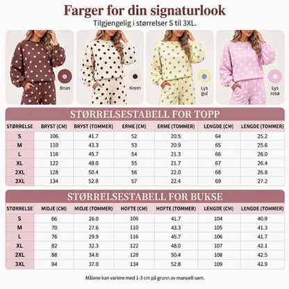Sett med polka-dot-top og bukser med vide ben for damer