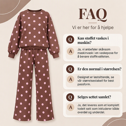 Sett med polka-dot-top og bukser med vide ben for damer