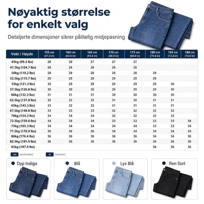Boe Stretch Slim Fit Jeans, Avslappende Mid Rise Denim Bukser