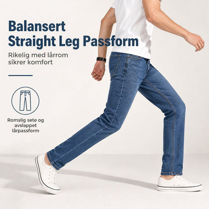 Boe Stretch Slim Fit Jeans, Avslappende Mid Rise Denim Bukser