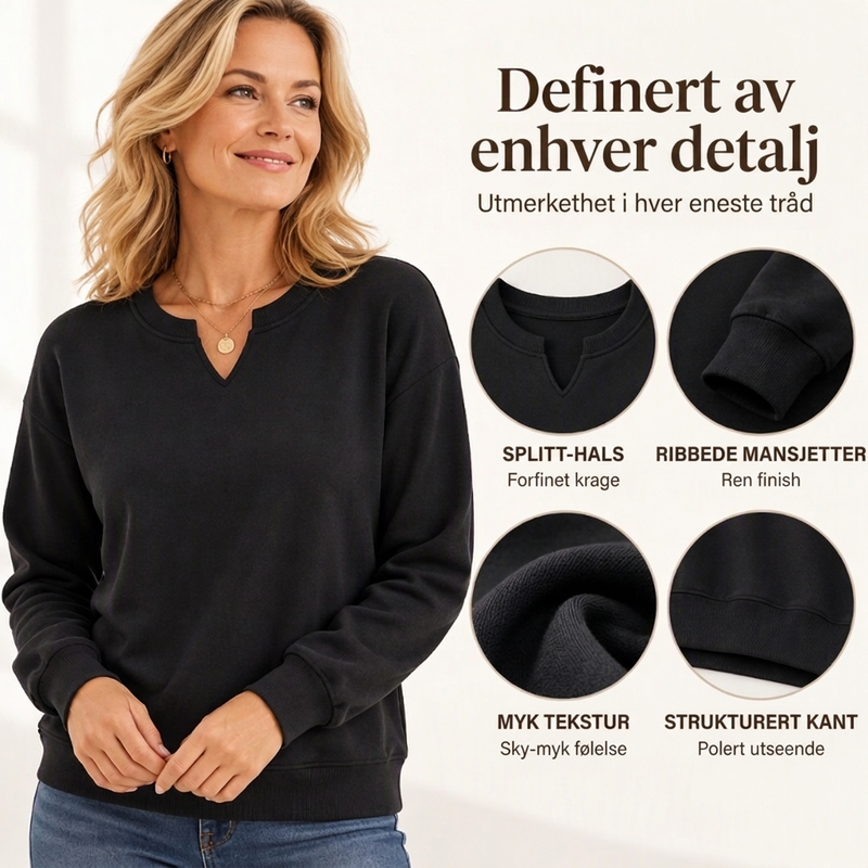 Casual damegenser med splittet V-hals