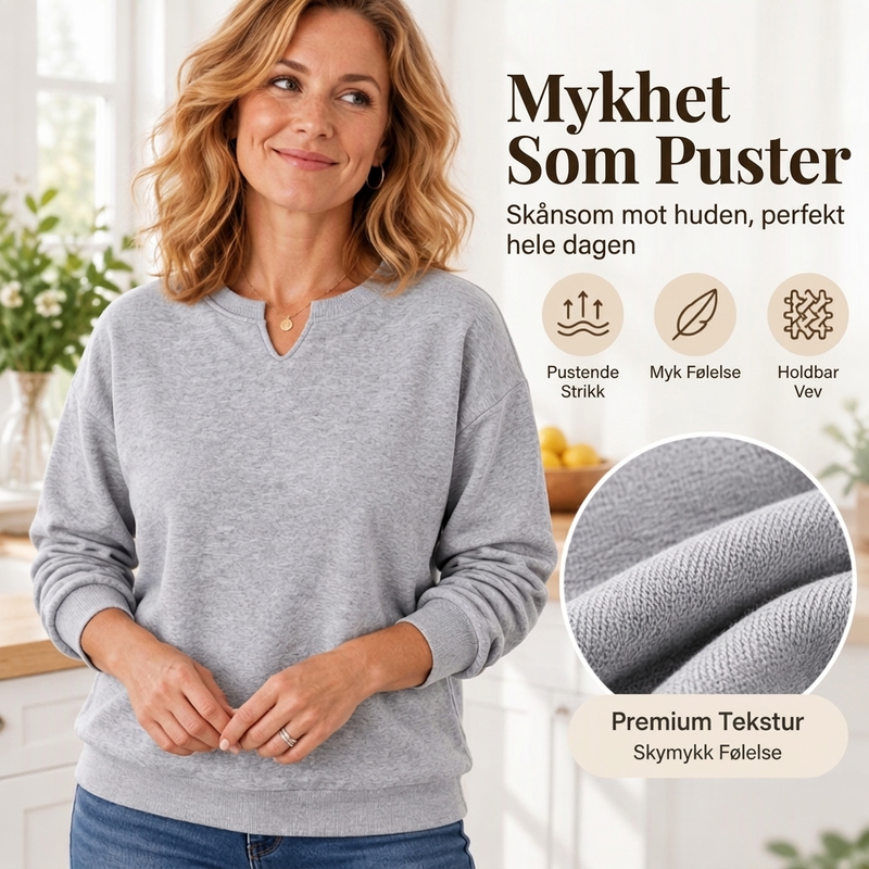 Casual damegenser med splittet V-hals