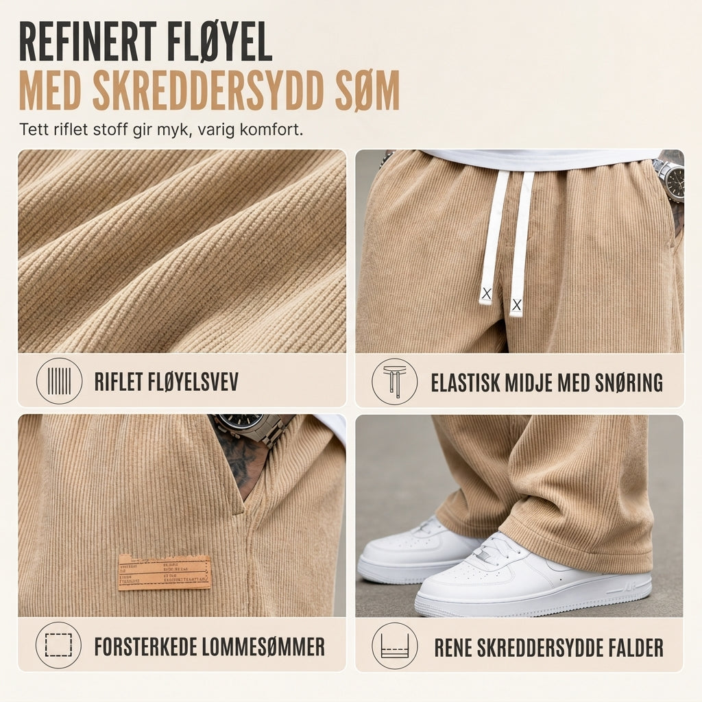 Herre lette fløyelshoser – Løs passform og rette ben i avslappet stil ✨👖🍂