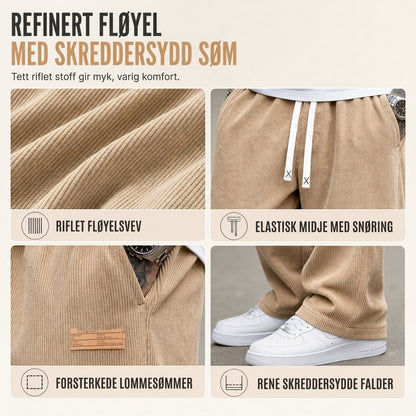 Herre lette fløyelshoser – Løs passform og rette ben i avslappet stil ✨👖🍂