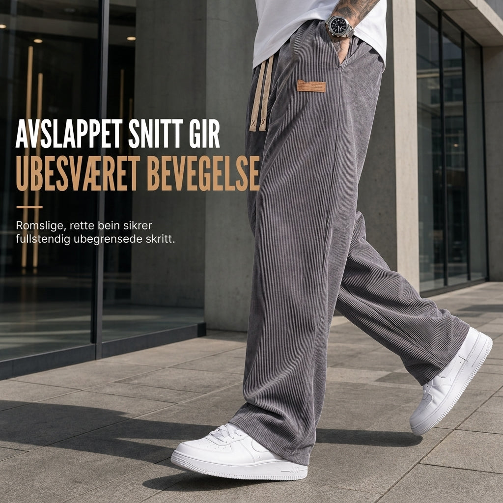Herre lette fløyelshoser – Løs passform og rette ben i avslappet stil ✨👖🍂