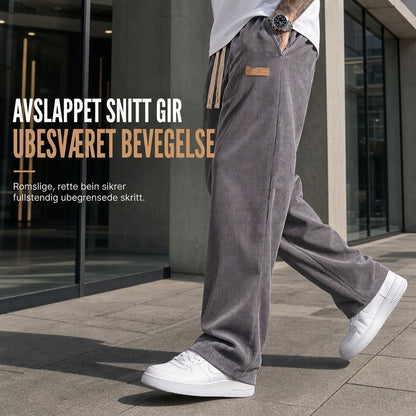 Herre lette fløyelshoser – Løs passform og rette ben i avslappet stil ✨👖🍂