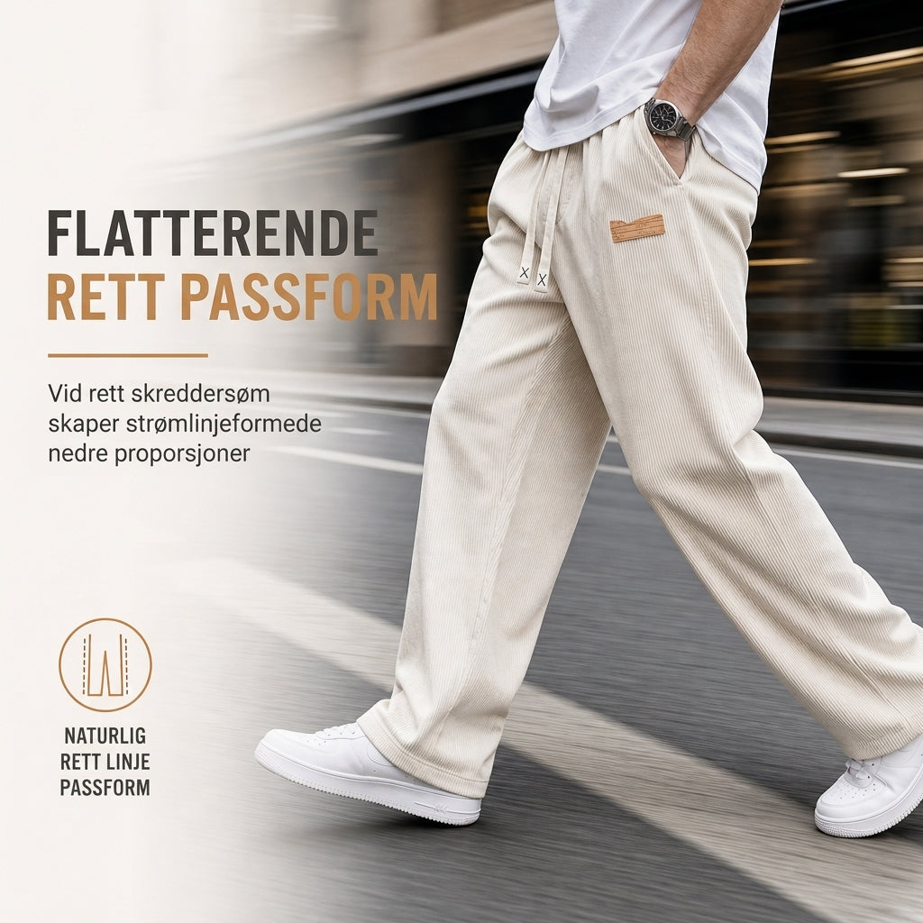 Herre lette fløyelshoser – Løs passform og rette ben i avslappet stil ✨👖🍂