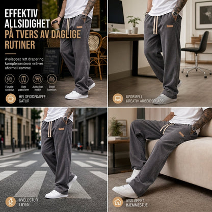 Herre lette fløyelshoser – Løs passform og rette ben i avslappet stil ✨👖🍂