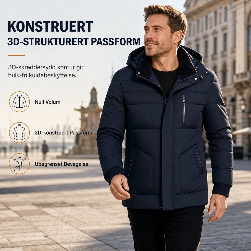 👍👍Den laveste prisen, men den beste kvaliteten!✨ Kjøp den nå! Vinterjakke for menn med fleecefôr og avtakbar hette