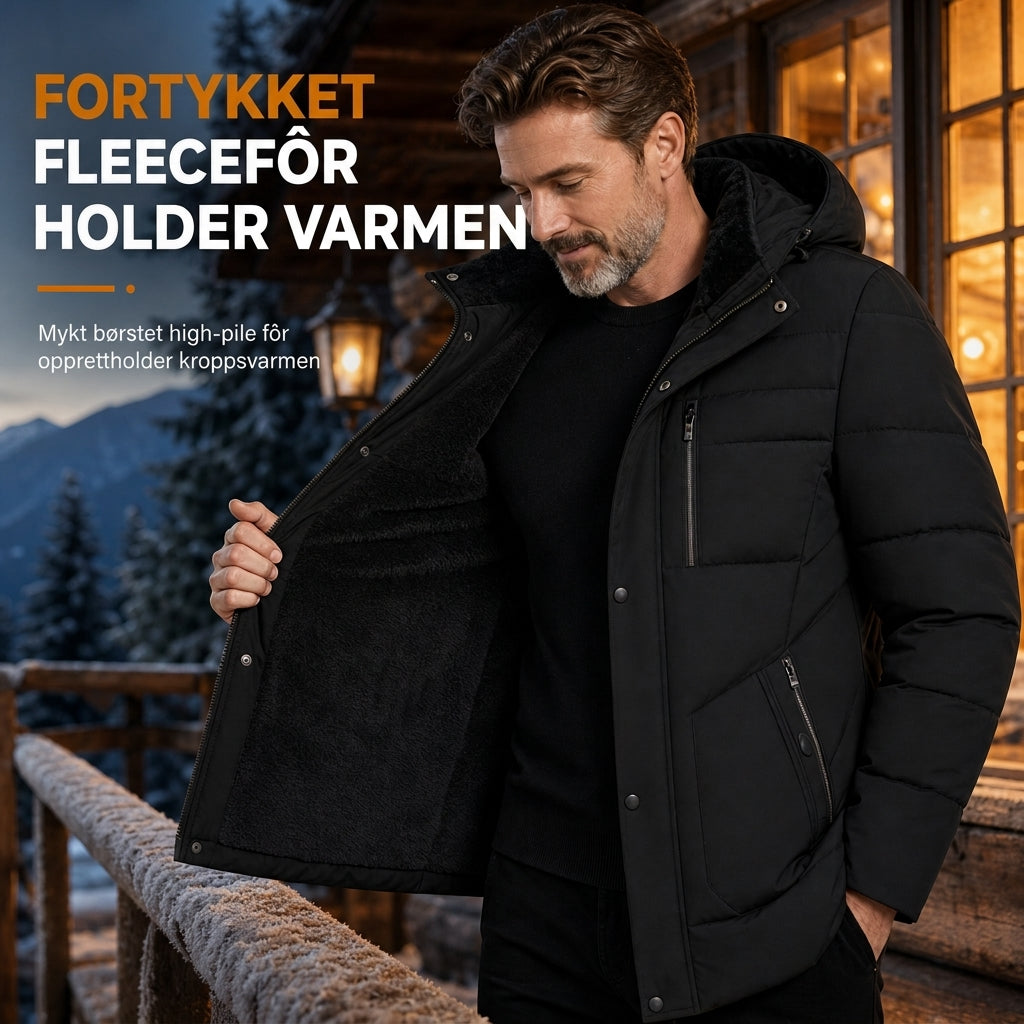 👍👍Den laveste prisen, men den beste kvaliteten!✨ Kjøp den nå! Vinterjakke for menn med fleecefôr og avtakbar hette