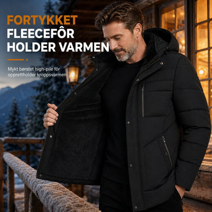 👍👍Den laveste prisen, men den beste kvaliteten!✨ Kjøp den nå! Vinterjakke for menn med fleecefôr og avtakbar hette