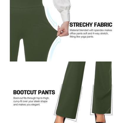 Damebukser med høy midje, stretch og bootcut-passform