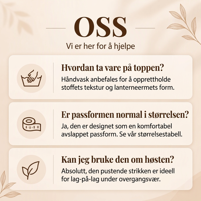 Avslappet langermet topp med lappeteak for kvinner