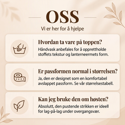 Avslappet langermet topp med lappeteak for kvinner
