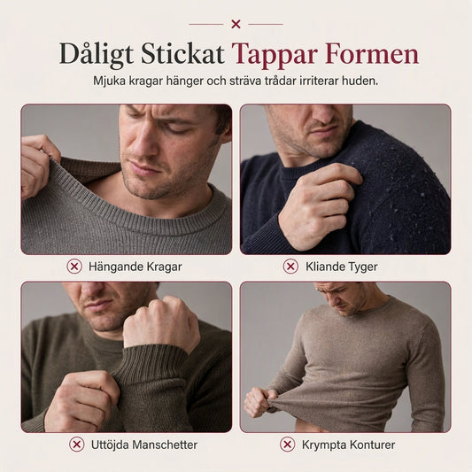 Enfärgad långärmad stickad tröja för män