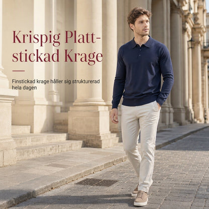 Enfärgad långärmad stickad tröja för män
