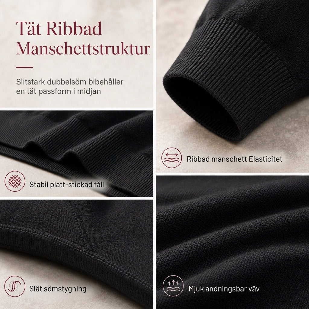 Enfärgad långärmad stickad tröja för män