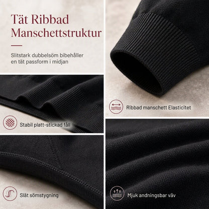 Enfärgad långärmad stickad tröja för män