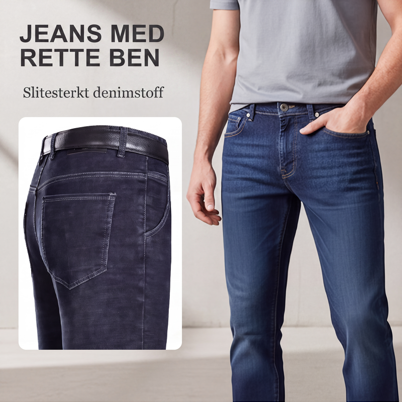 Varme rette jeans for menn med fôr