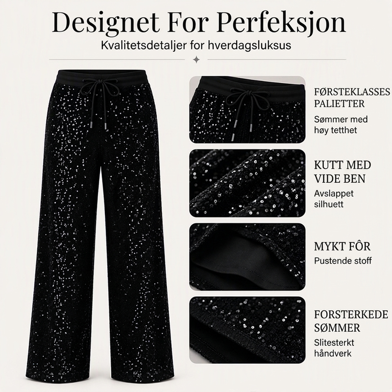 Breie bukser med glitterpaljetter for kvinner