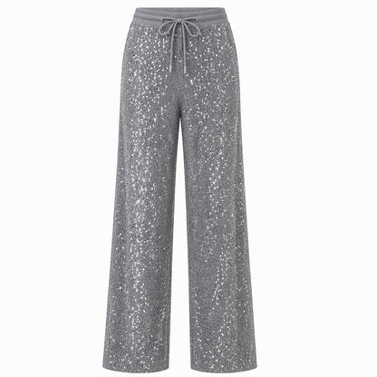 Breie bukser med glitterpaljetter for kvinner