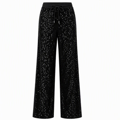 Breie bukser med glitterpaljetter for kvinner