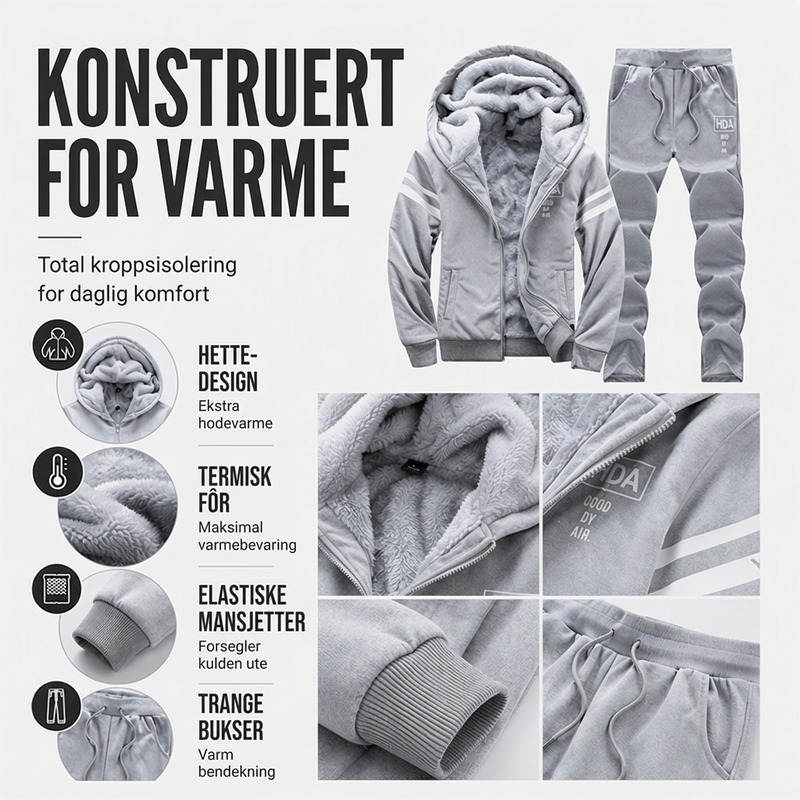 Tykt genser- og buksesett med hette for menn – Varmt og komfortabelt loungesett ✨🧥🍂