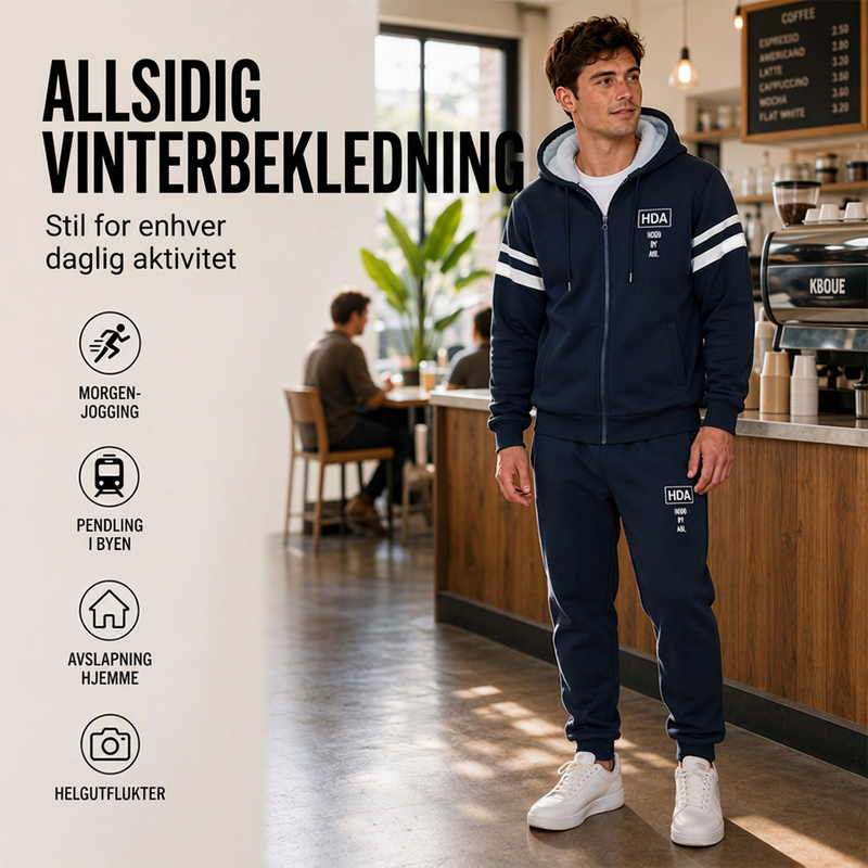Tykt genser- og buksesett med hette for menn – Varmt og komfortabelt loungesett ✨🧥🍂