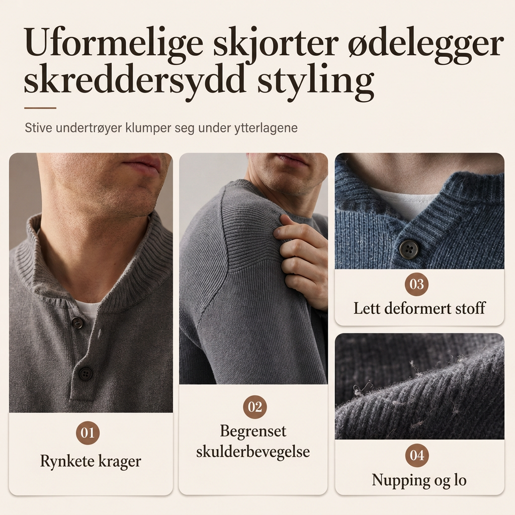 Herretøy – Retro Henley-hals, falsk todelt genser, avslappet passform, lang ermet strikkegenser for høst og vinter