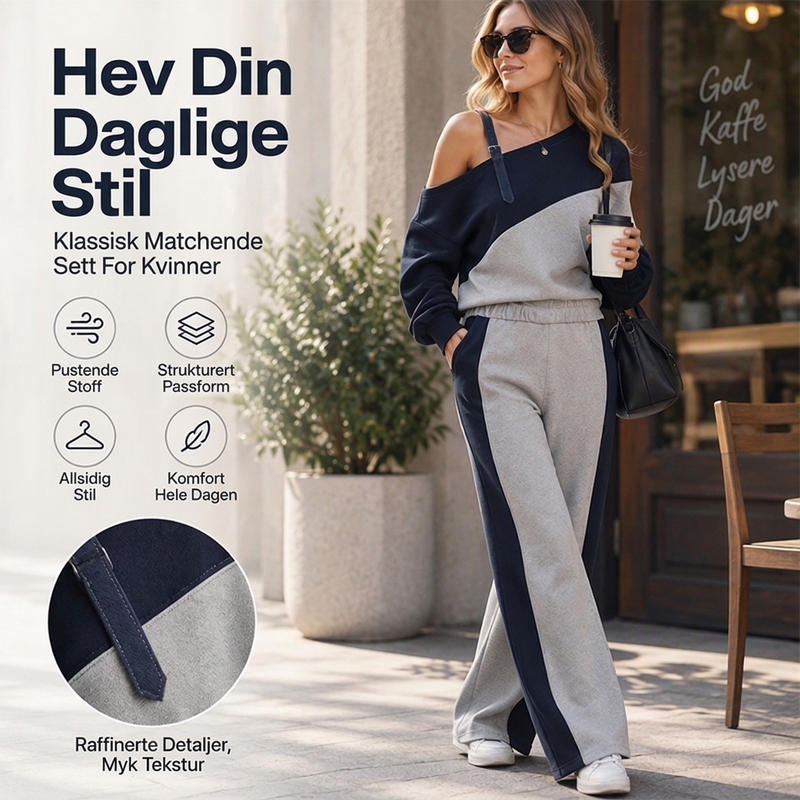Kvinner Uformell Fargeblokk Off-Shoulder 2-delt Sett