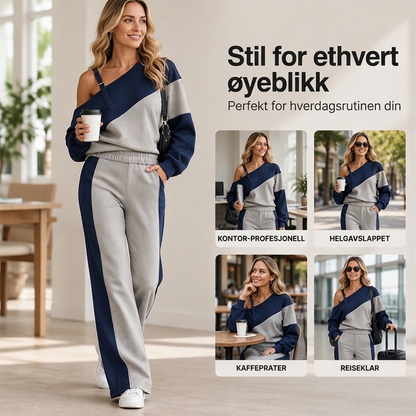 Kvinner Uformell Fargeblokk Off-Shoulder 2-delt Sett