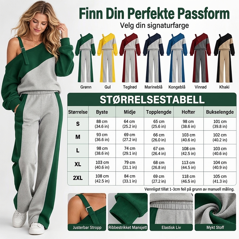 Kvinner Uformell Fargeblokk Off-Shoulder 2-delt Sett