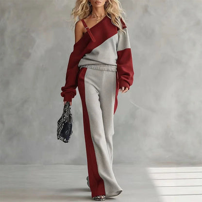 Kvinner Uformell Fargeblokk Off-Shoulder 2-delt Sett
