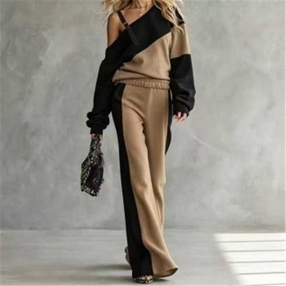 Kvinner Uformell Fargeblokk Off-Shoulder 2-delt Sett