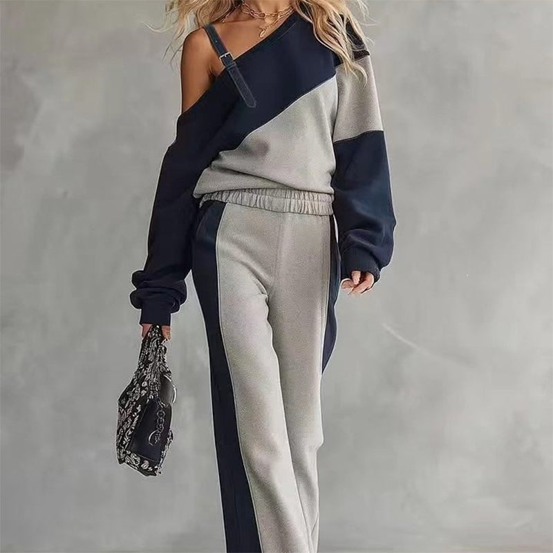 Kvinner Uformell Fargeblokk Off-Shoulder 2-delt Sett
