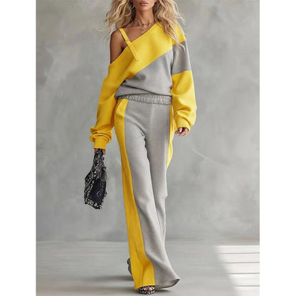 Kvinner Uformell Fargeblokk Off-Shoulder 2-delt Sett